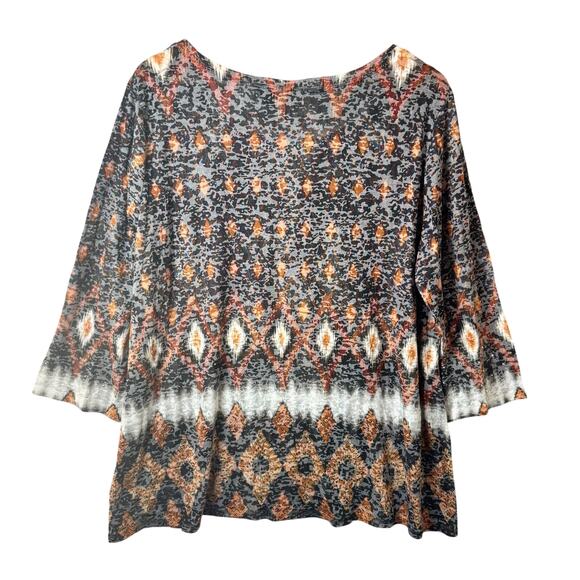 New Directions Curvy Studded Burn Out Top Women’s Plus Size 2X Black Brown y2k - Picture 2 of 9